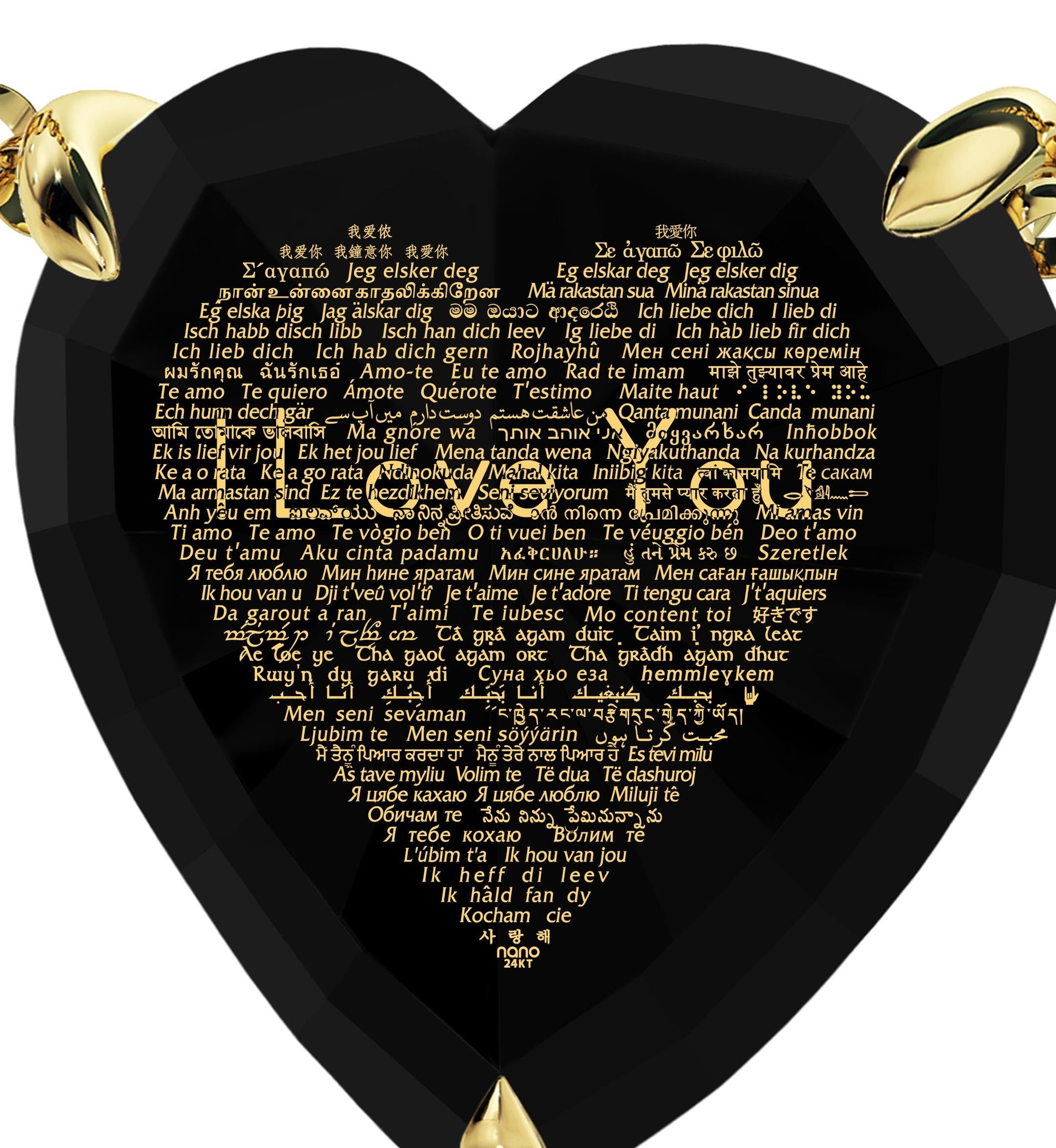 Gold Plated Silver Heart Jewelry Set 120 Languages I Love You